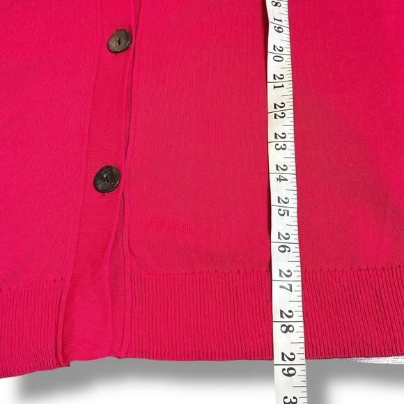 Chico's Cardigan Size 3 (XL) Raspberry Sorbet Semi-Sheer Button Up 3/4 Sleeve - Picture 7 of 7